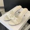 Fashion Bailamos 2025 Summer Brand Women Slipper  Ladies Elegant Thin High Heels Dress Pumps Shoes Fashion Open Toe Slip On Slides