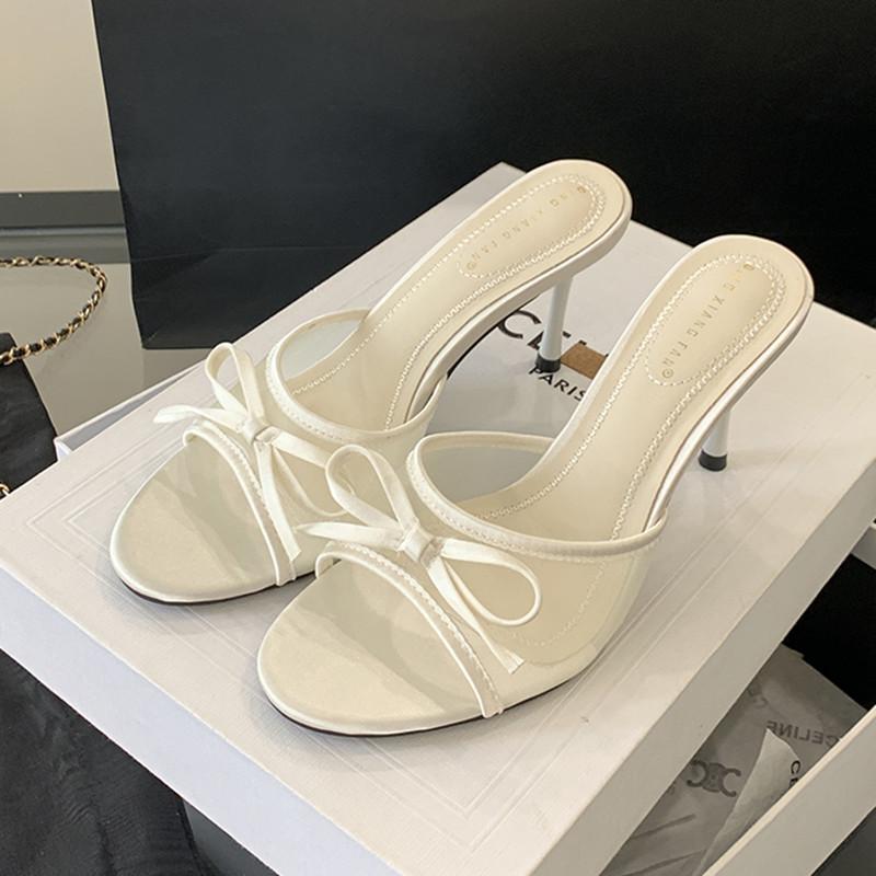 Fashion Bailamos 2025 Summer Brand Women Slipper Ladies Elegant Thin High Heels Dress Pumps Shoes Fashion Open Toe Slip On Slides