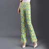 Summer Fashion Slimming Women's Stretchy Plaid Micro Flare Pants with Elastic Waist