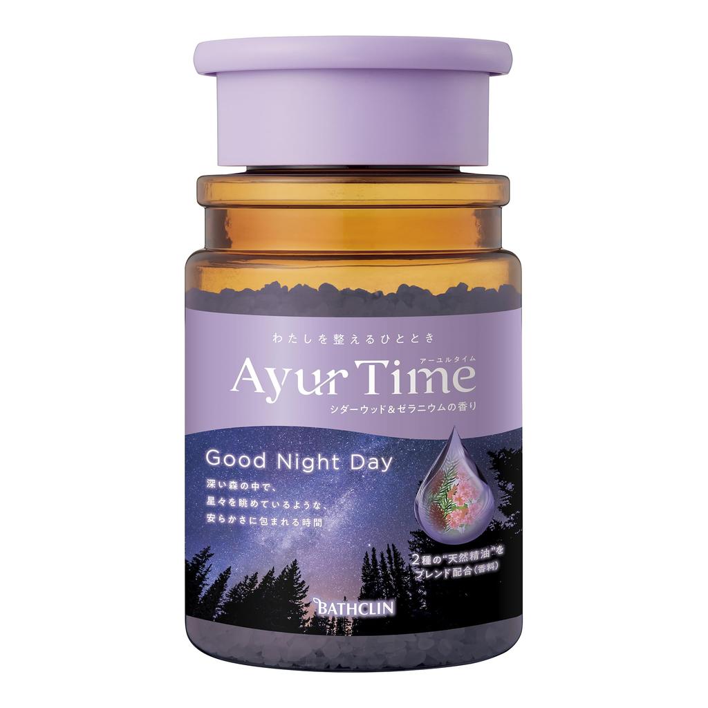 Ayurtime Good Night Day Bath Cedarwood Geranium 520g Bottle 13 Natural Essential Oils Salts, & Scent, (Approx. Servings),
