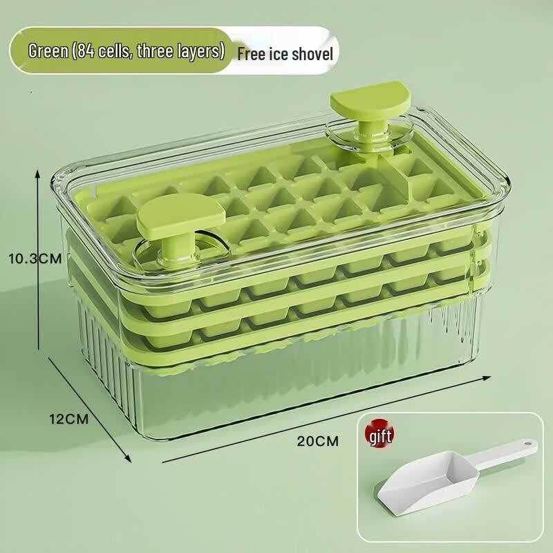 Qiwei Food-Grade Press-Type Ice Cube Tray with Storage Box