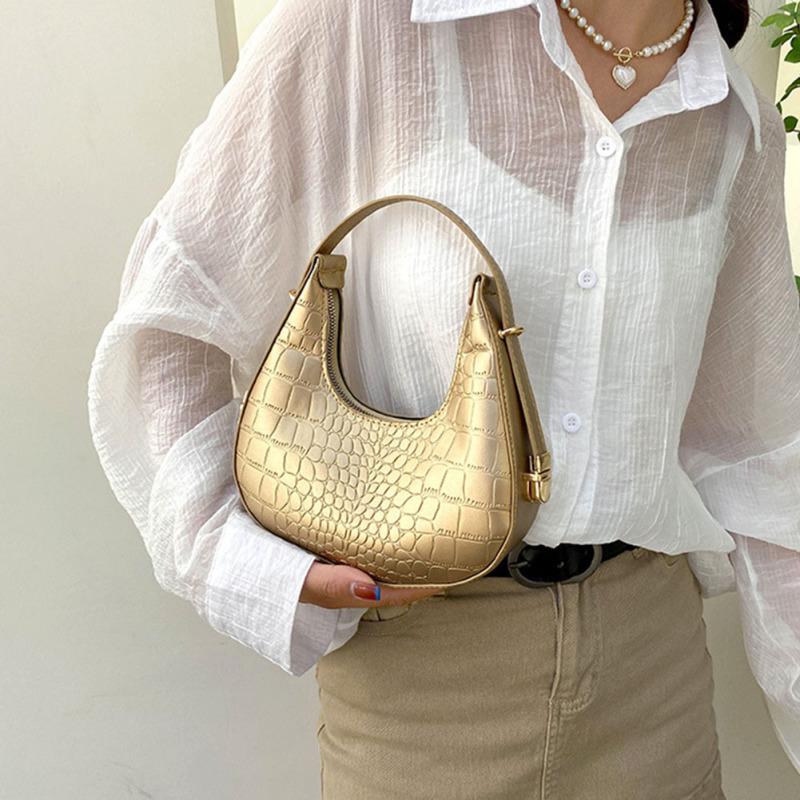 Shoulder Bags For Women Solid Color Trendy Simple Cute Tote Handbag With Zipper Closure