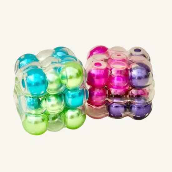 Crunchy Stress Cube for Anxiety Relief, Bead Filled Squeeze Cube Toy, Anti-anxiety Pinch Sensory Toy, Decompression Gadgets