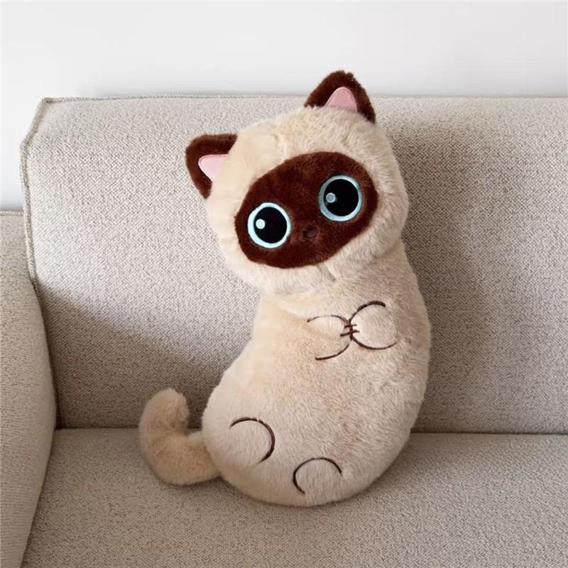 Cartoon Cat Plush Pillow With Embroidered Animal Design For Couch Lounge And Bed Comfort