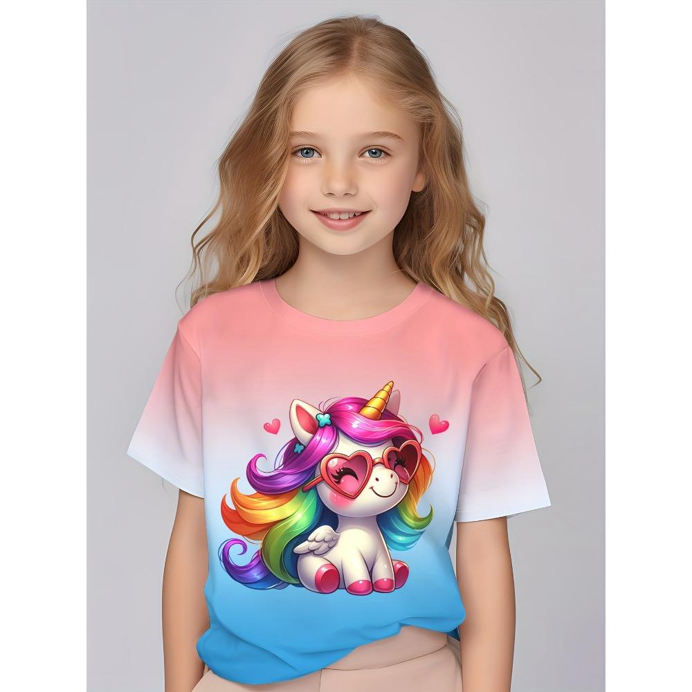 Children Clothing Girls Enchanting 3d Fairy Print Short Sleeve T Shirt Tops Comfortable Crew Neck Casual Tees Kids Girl Clothes