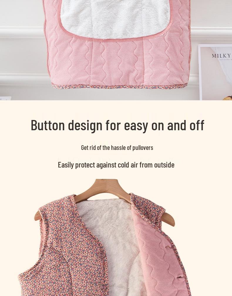 Warme, mit Fleece gefütterte Baumwollweste für Frauen mittleren und höheren Alters, perfekt für Mütter und Großmütter