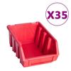 Kit de bacs de stockage - vidaXL - 141pcs - Rouge et Noir - Panneaux muraux - Plastique
