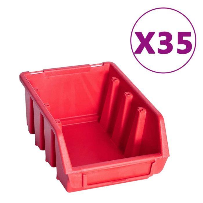 Kit de bacs de stockage - vidaXL - 141pcs - Rouge et Noir - Panneaux muraux - Plastique