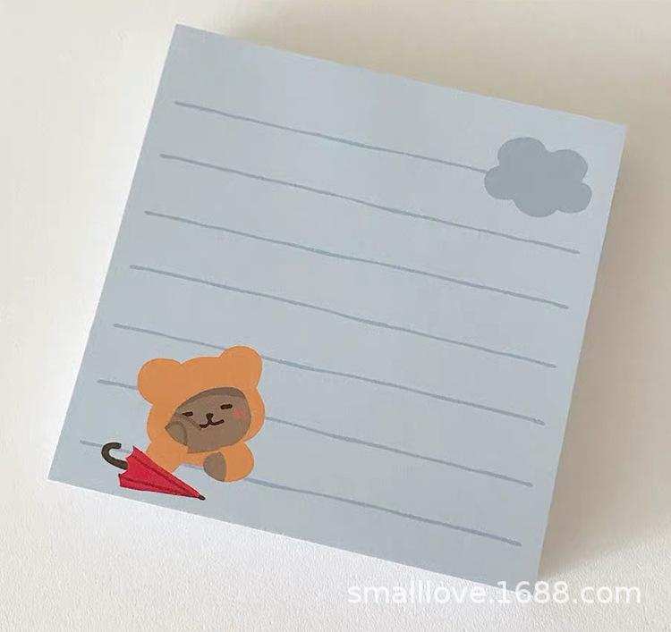 Kawai Ins Korean Little Brown Bear List Plaid Sticky Note Paper Non Stick Book Message 4 Handbook Bears Stationery Supplies