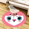 1pc Heart-shaped character with pink hair and blue eyes. Round carpet, Made of Polyester,Perfect for Decorating Office Chairs, Living Rooms,fplt310