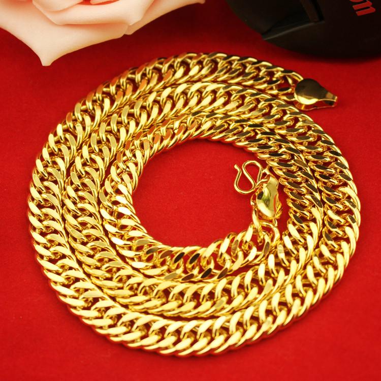 Durable Copper-Plated Gold Necklace, Sand Gold Design, Consistent Color, Masculine and Imposing, Fire-Tested for Quality.