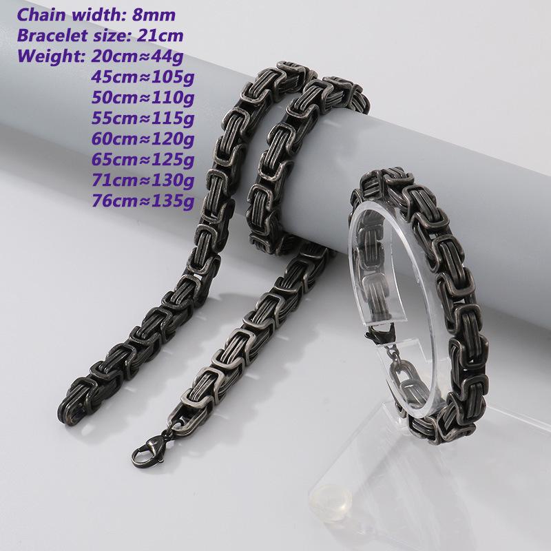 Retro Black Cuban Chain Bracelet Necklace with Multiple Chains Options
