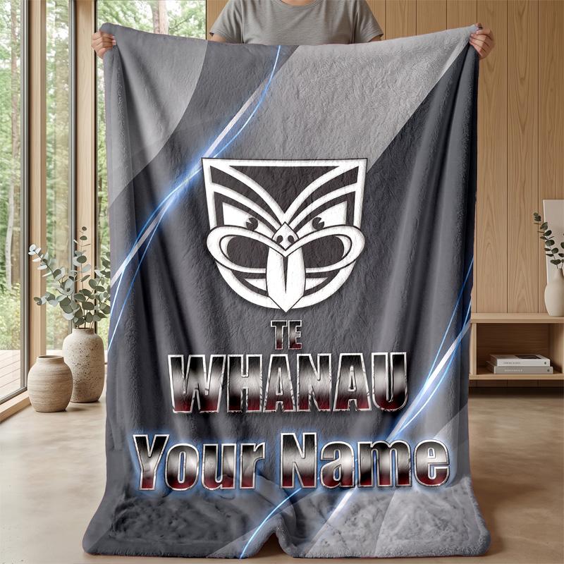 Wigan Warriors Custom Flannel Throw Blanket Print Your Name Text Soft Warm Blanket Holiday Present