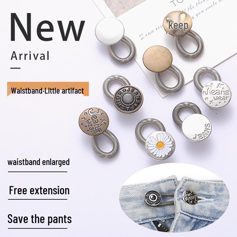 Adjustable Waist-Extender Jeans Buttons - Retractable, Detachable & Universal Buckles
