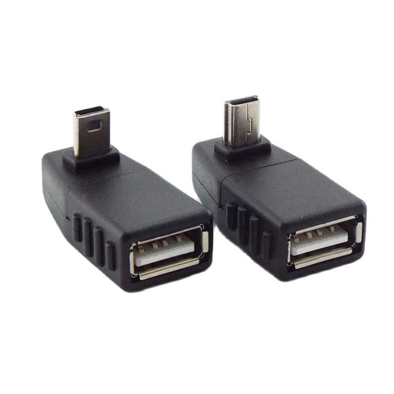 Mini USB 5kolíkový samec na USB typ A samice 90stupňový úhlový převodník Konektor dat synchronizace OTG adaptér pro auto PC Tablet Telefon U-Disk