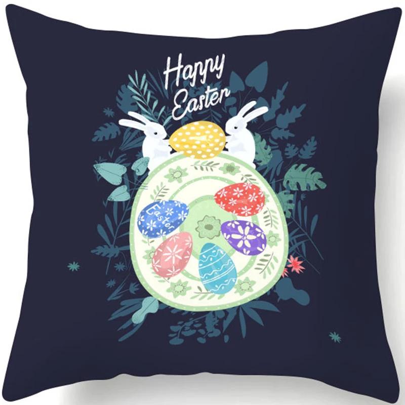 

Новая пасхальная декоративная наволочка Счастливый кролик Принт яйца Наволочка Гостиная Диван Подушка Чехол Комната Домашнее украшение 66x66cm