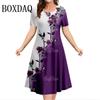 Patterns Women Mini Dresses Summer Short Sleeve Printed Plus Size Casual Comfortable Soft Dress Flower Dress