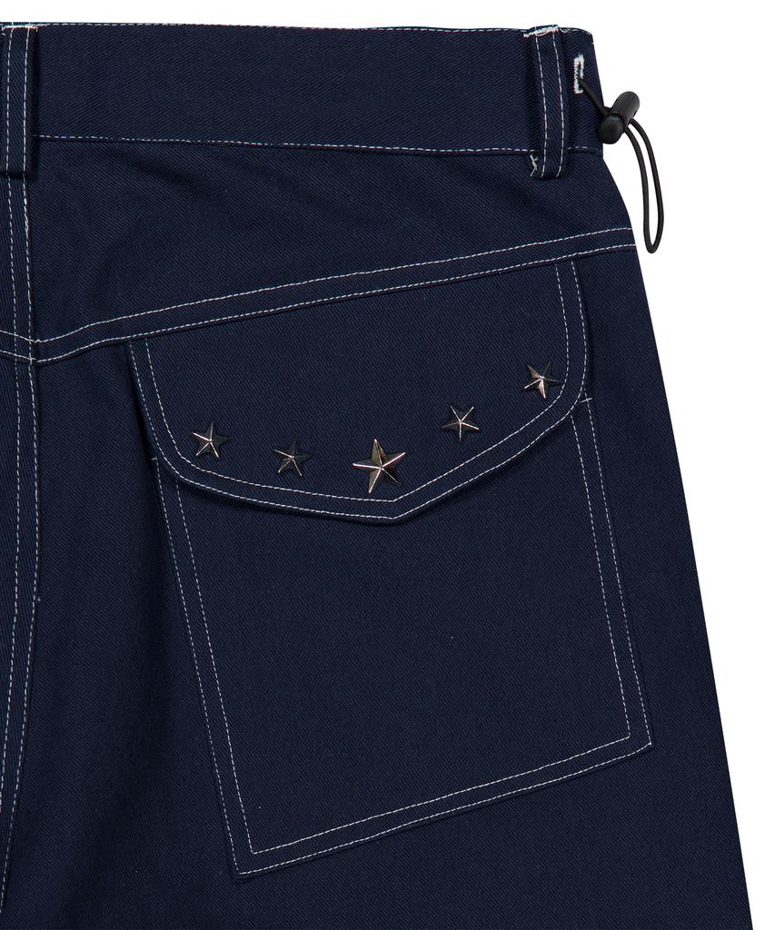 Tansanmageunesyum Juyoung X Carbonated Cotton Wide Star Stud Pants (Navy)