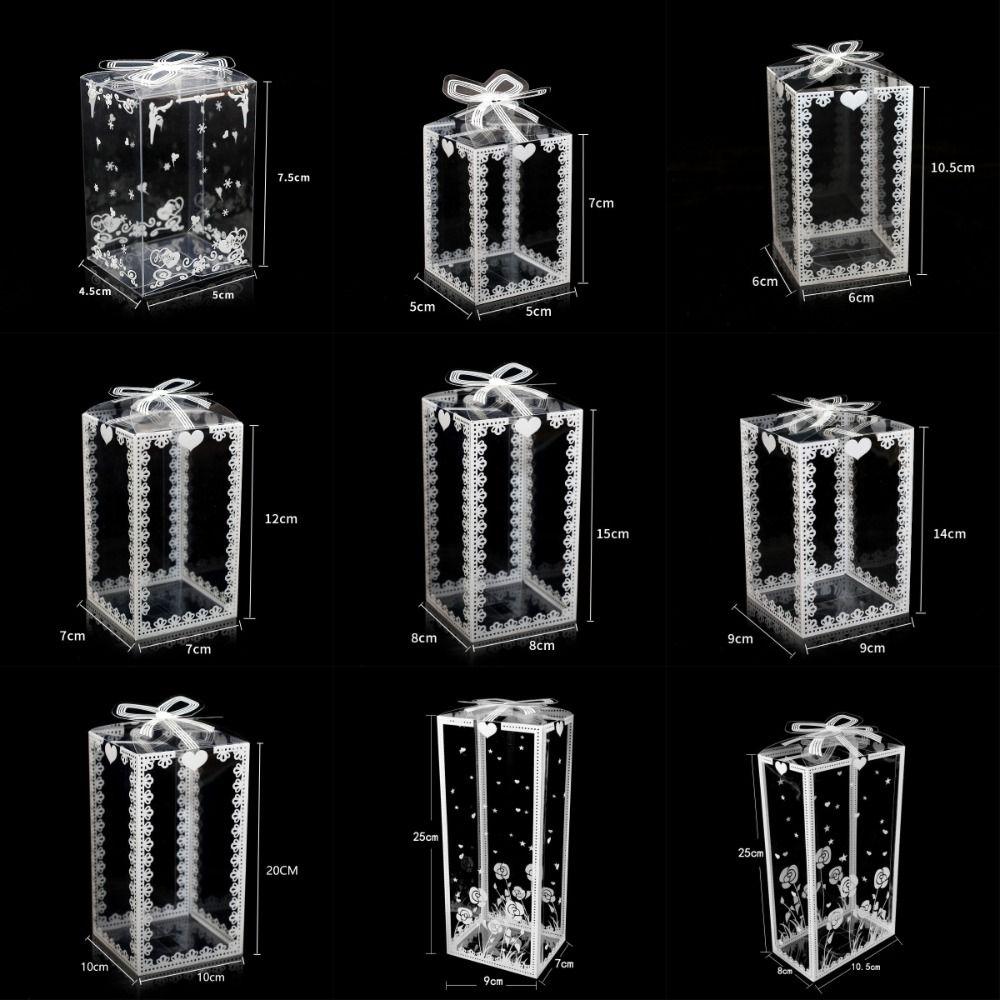 10 Stück Bedruckte PVC-Boxen in verschiedenen Größen Transparent Schokoladen-/Kuchenverpackung Geburtstagsparty-Zubehör