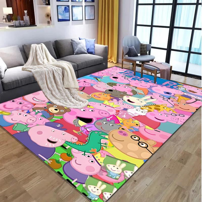 Peppa Pig Pattern Rug, Indoor/Outdoor Mat, for Picnic, Gameroom, Bedroom, Office, Living Room, Home Decor Carpet, Birthday Gift