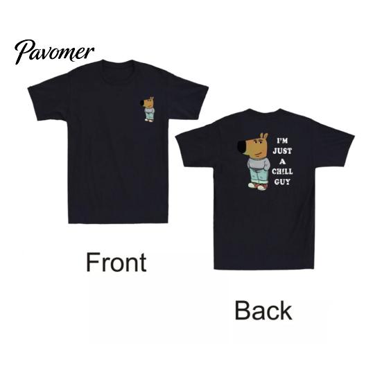 Men Energetic T-shirt Unisex Summer Cartoon Printing Chill Guy Graphic Loose Round Neck Short Sleeves Pullover Top Casual School Sport Clothes