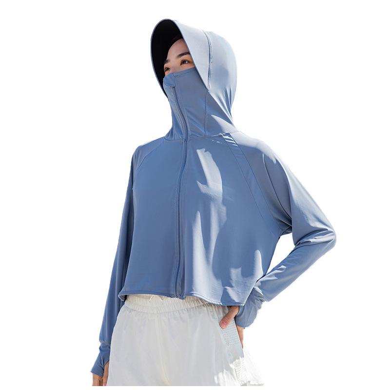 Women's UV Protection Ice Silk Cycling Shirt with Large Brim - Breathable, Casual, and Loose-Fit Summer Sun Protection Clothing.