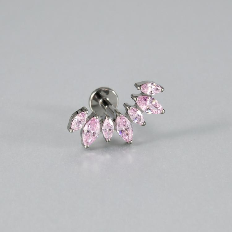 Contemporary Curved T Bar Threaded Ear Bone Studs Portable Alloy Body Jewelry