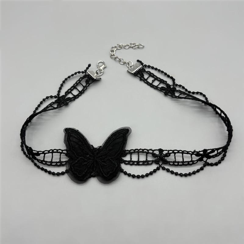 Französisches Süßes Spitze Schmetterling Vielseitiges Schlüsselbein Choker Halskette Für Frauen