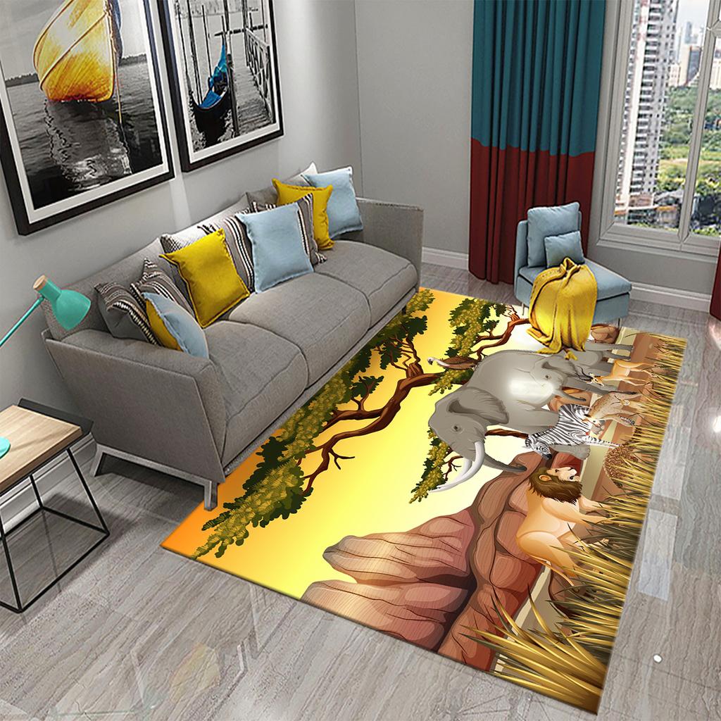 Cartoon Zoo Carpet Cute Animal Flower Rugs Kids Boys Bedroom Non-slip Play Area Mats Home Living Room Kitchen Decor Floor Mat