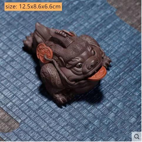 

Boutique Purple Clay Tea Pet Decoration Lucky Toad Tea Figurine Ornaments Tea Set Accessories Home Fengshui Sculpture Crafts