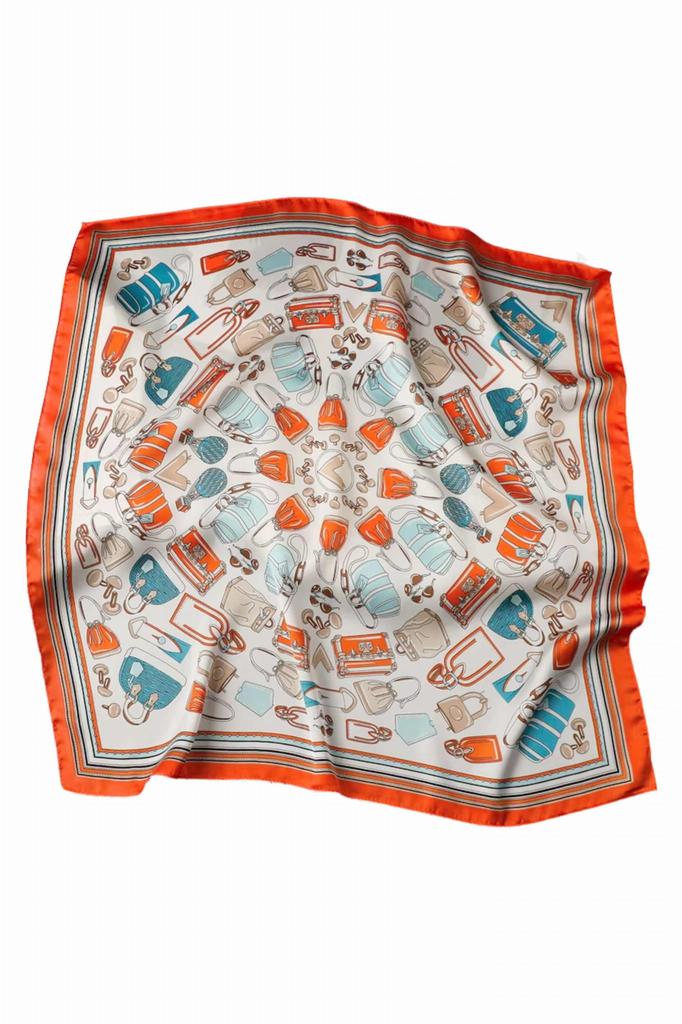 Satin Scarf 70X70 - Fashion Accessories Theme in Illustrative Style