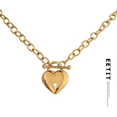 Stainless Steel Heart Pendant Collar Necklace for Women