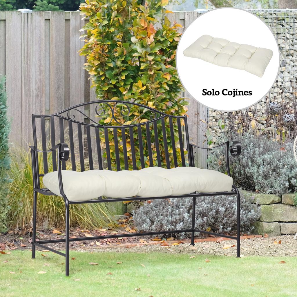 Cushion for 2-Seater Bench for Interior and Exterior with 8 Stitches for Chairs Sofas 110x48x8 cm Cream