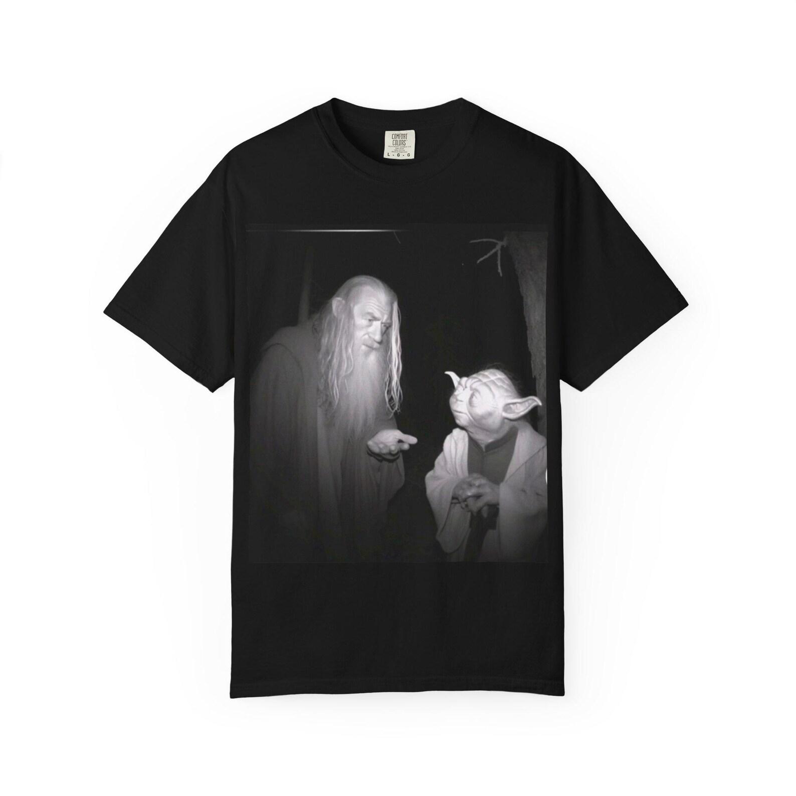 Funny Wizard and Yoda Unisex T-Shirt, Novelty Tee, Movie Fan Gift, Fantasy Shirt, LOTR Apparel 2XL