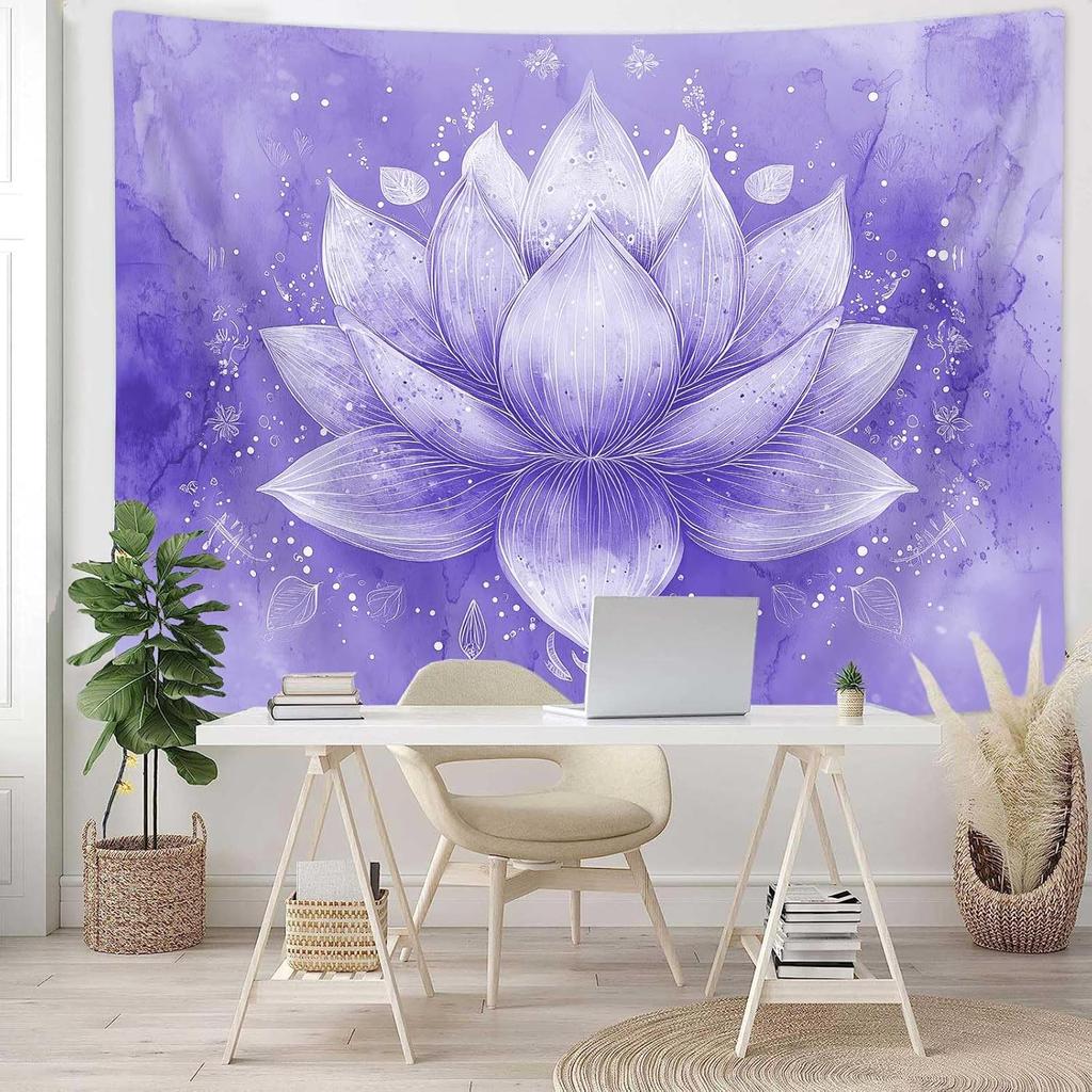 Meditation Yoga Floral Tapestry Lotus Flower Meditation Plant Petal Print Wall Hanging Blanket for Bedroom Hippie Lotus