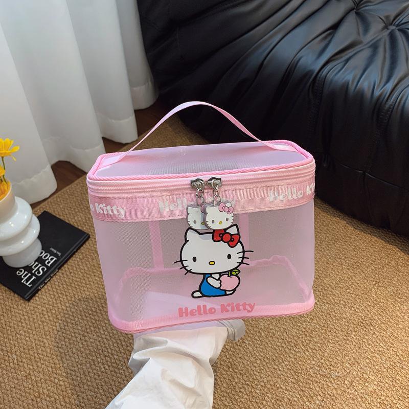 

Mesh cosmetic bag Korean portable large-capacity toilet bag cosmetic case