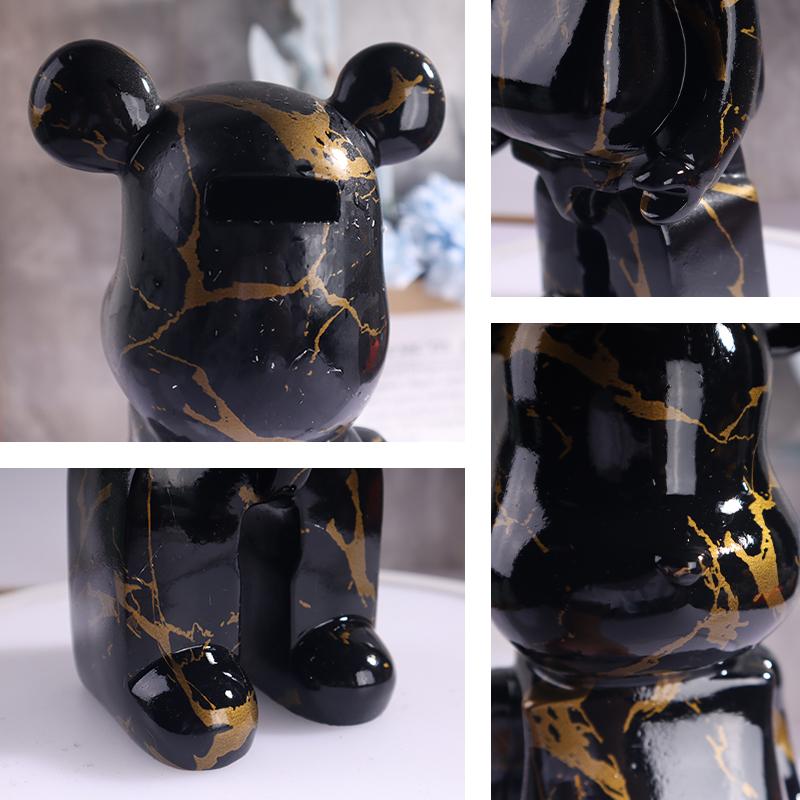 Black Gold Violent Bear Sculpture Water Transfer Resin Violent Bear Ornament Bedroom Living Room Study Decorative Piece