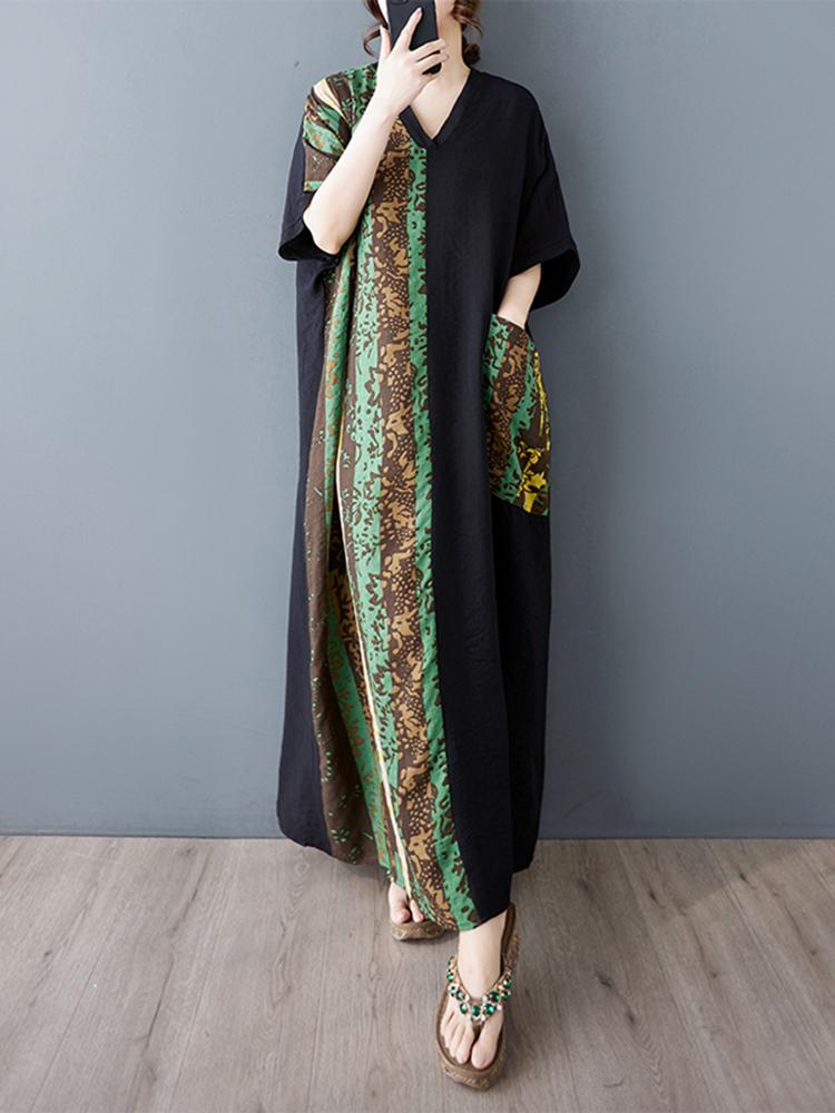 Xitao Kontrastfarge Patchwork-kjole ZMY1014