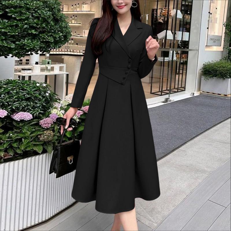 ZANZEA Dámské ležérní šaty s elegantním límečkem a dlouhým rukávem