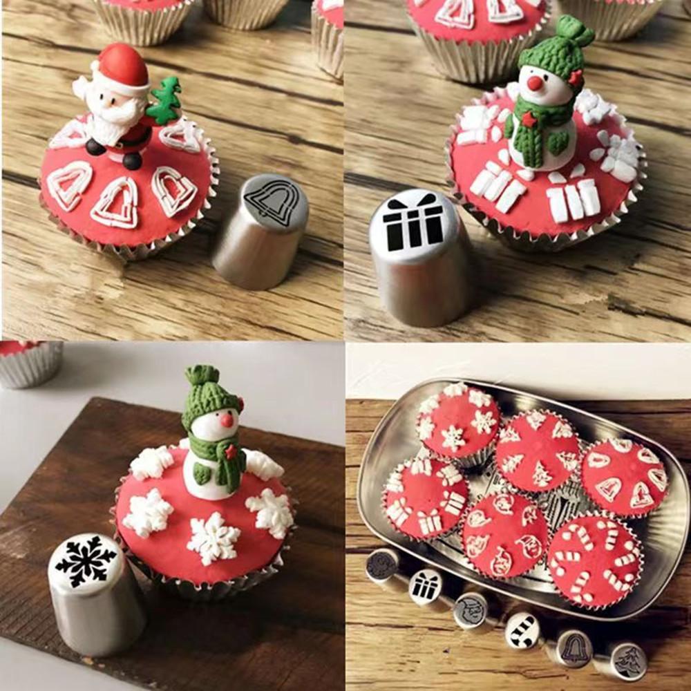 1 set of Russian decorating nozzles snowflake Christmas tree holly leaf squeezing nozzle cupcake dessert baking decoration decorating nozzle