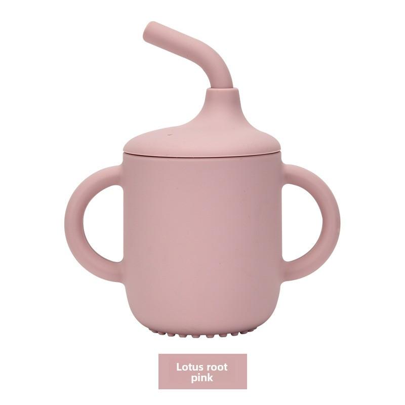 

Детская обучающая поилка с крышкой и ручкой, непроливайка, детская кружка-поильник с трубочкой Lotus root pink