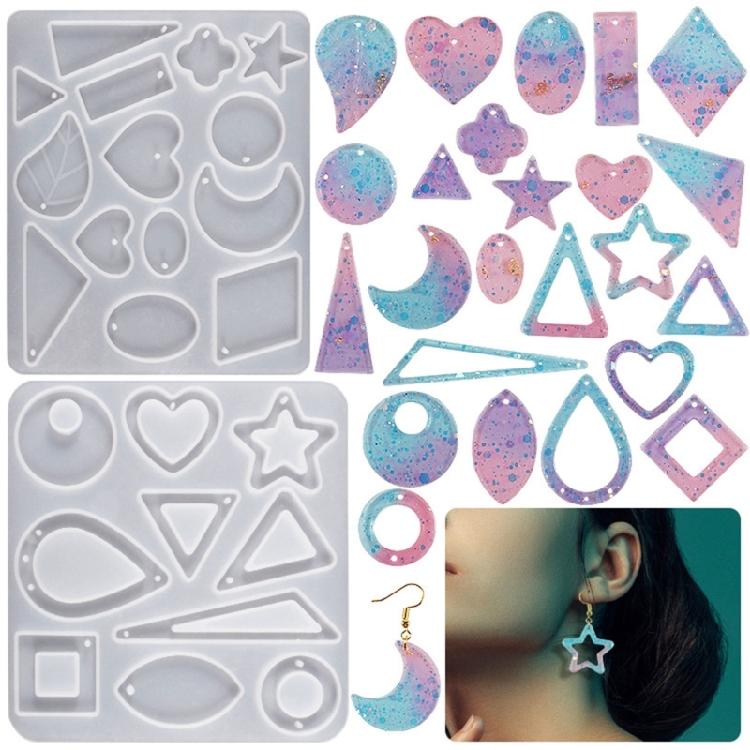 Handmade Jewelry Silicone Pendant Mold with Hole Earring Charm Epoxy Mold