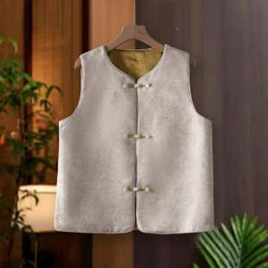 Women s Retro Jacquard Vest with Frog Button - Chinese Style Cape Cardigan 3XL