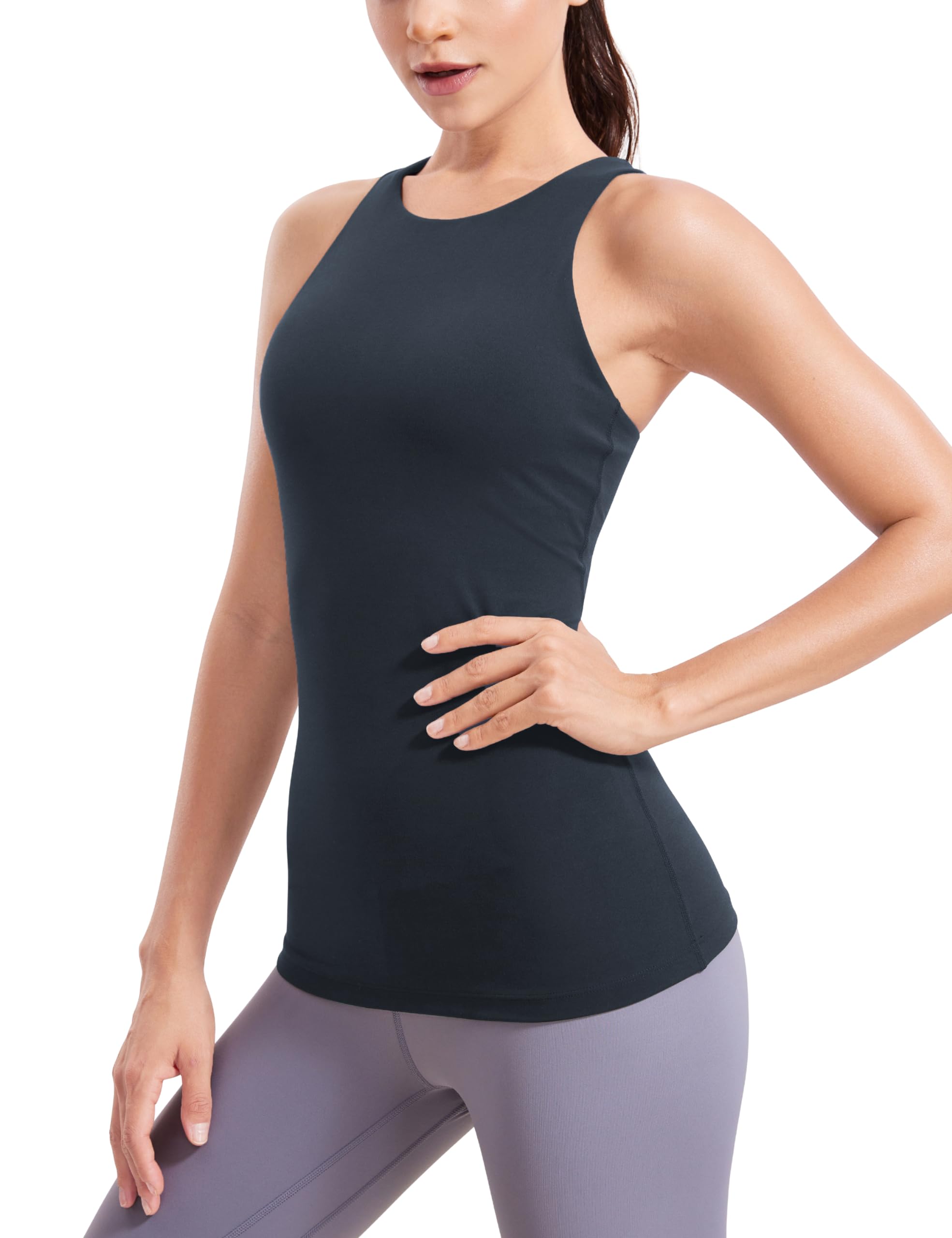 

CRZ YOGA Майка с подкладкой больших размеров для йоги Темно-синий Размер XXL Женский Чашки, Спинка-борцовка, Топ, Butterluxe, Темно-синий,