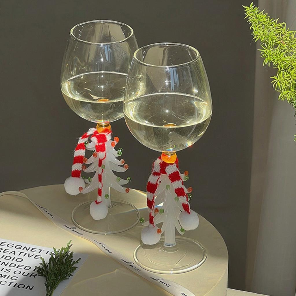 3D Drinking Glass Cup with Christmas Tree Figurine Inside Stemless Glass for Wine Water Milk Goblet Drinking Glass Cup