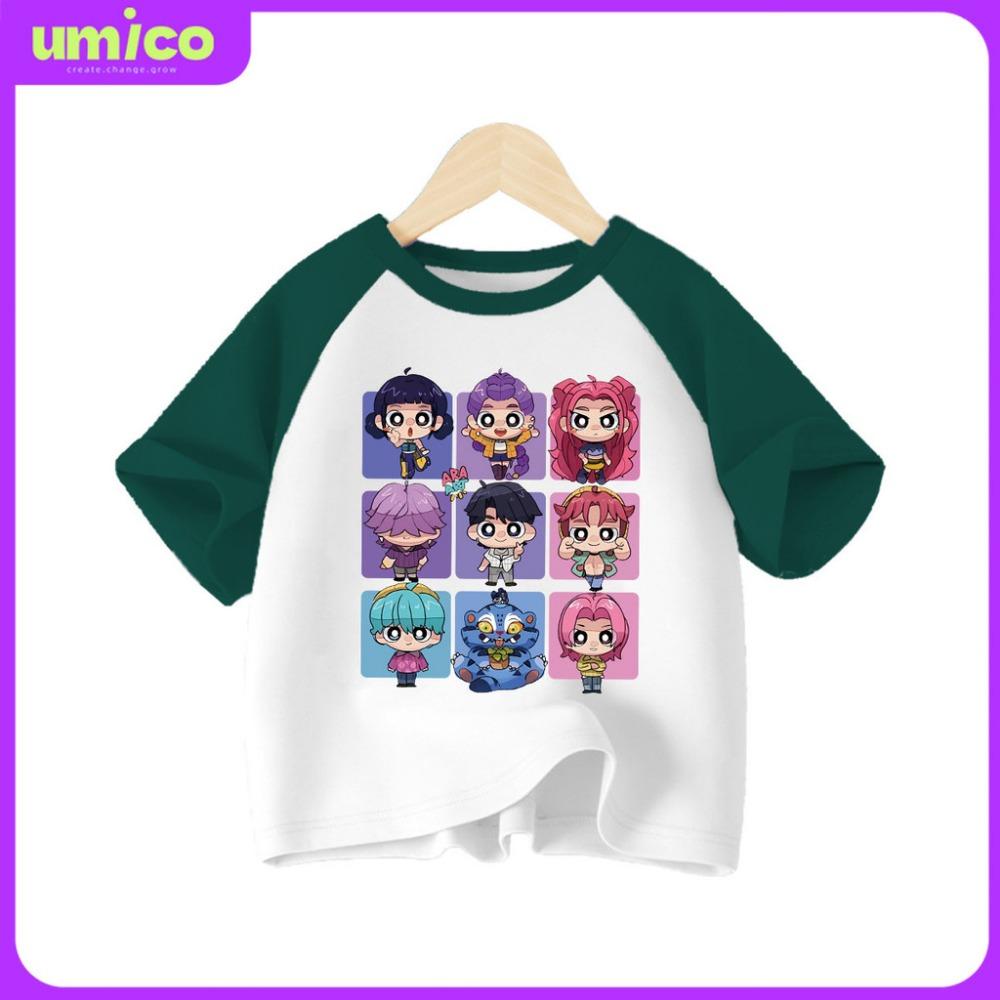 UMICO Girls  T-shirt Kpop Devil Hunter Pattern Short Sleeve T-shirt 150