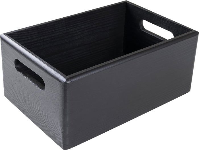 Caisse En Bois Rangement - Creative Deco - 30x20x13cm - Noir - Poignées - Multi-usage