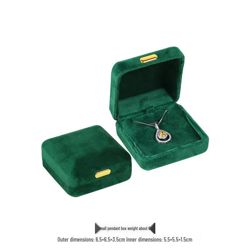 Caixa de Joias de Veludo com Fivela Dourada e Cantos Arredondados para Anéis, Colares e Pulseiras