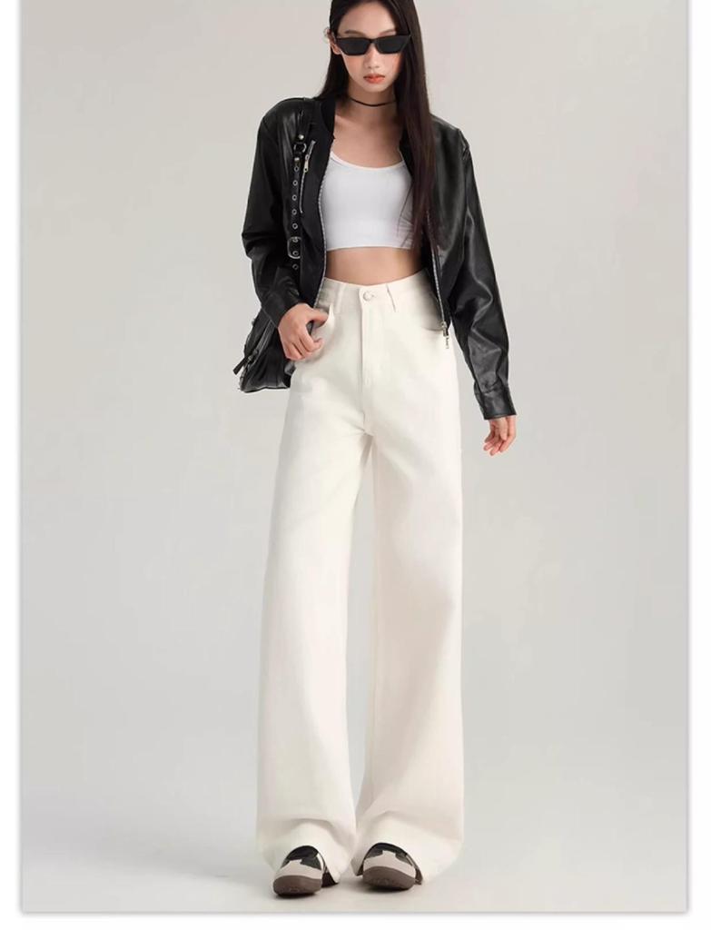 Women's Coffee Wide-Leg High-Waist Jeans - Trendy, Versatile, Slimming, Casual Drape Pants
