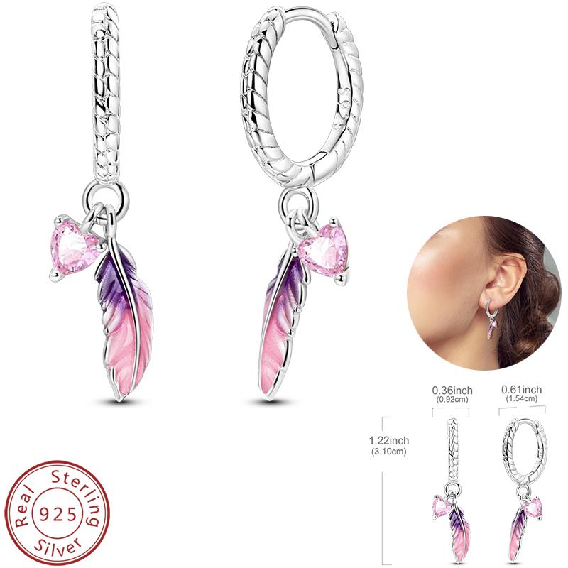 Real 925 Silver Palm Devil's Eye Feather Dream Catcher Design Luxury Earrings Fit For Engagement Fine Jewelry Gifts